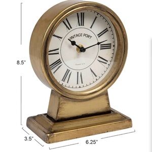 Creative Co-op Decorative Metal Mantel Clock, Gold Finish